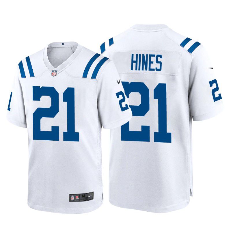 Men Indianapolis Colts 21 Nyheim Hines Nike White Game NFL Jersey